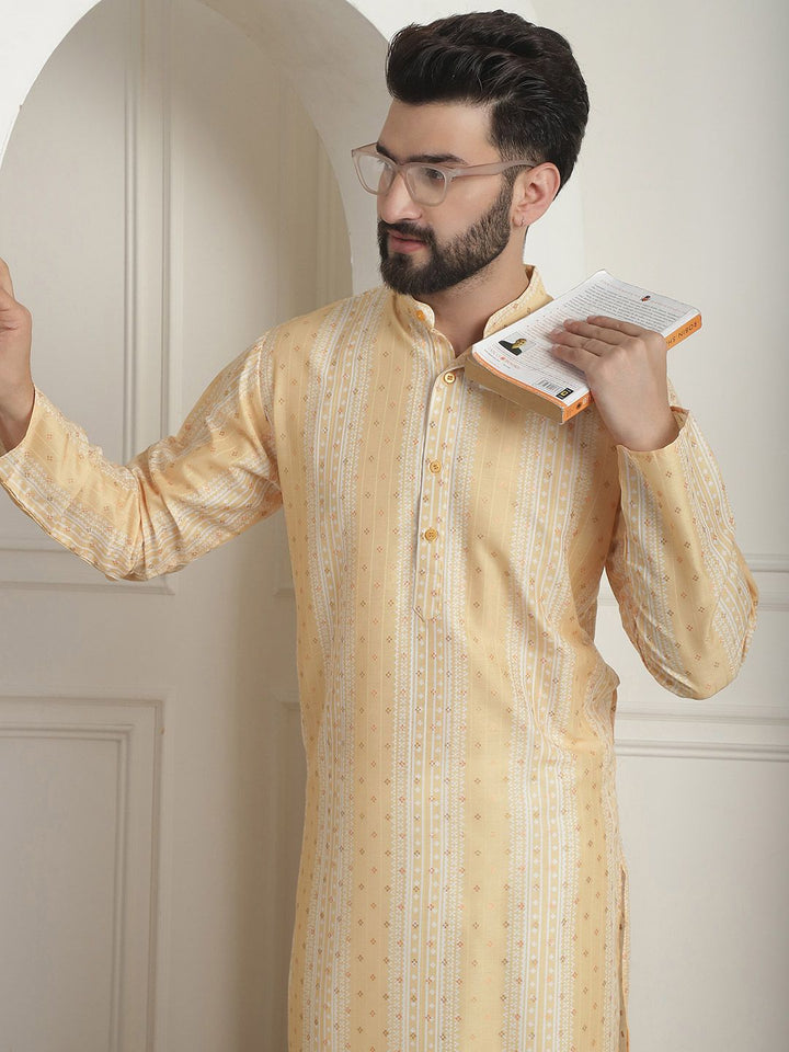 SOJANYA Printed Mandarin Collar Straight Kurta with Churidar