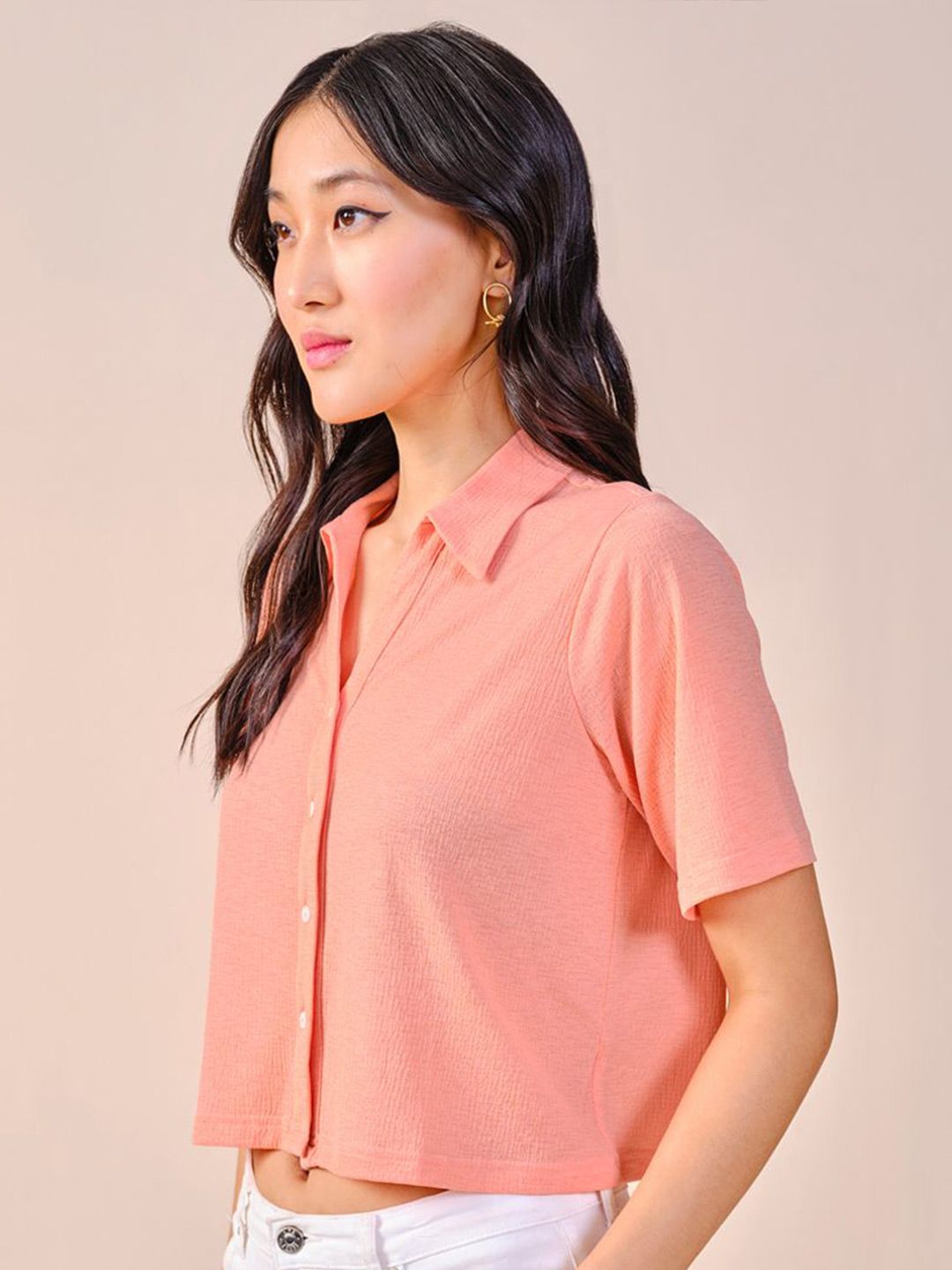 AND Flared Sleeve Shirt Style Top