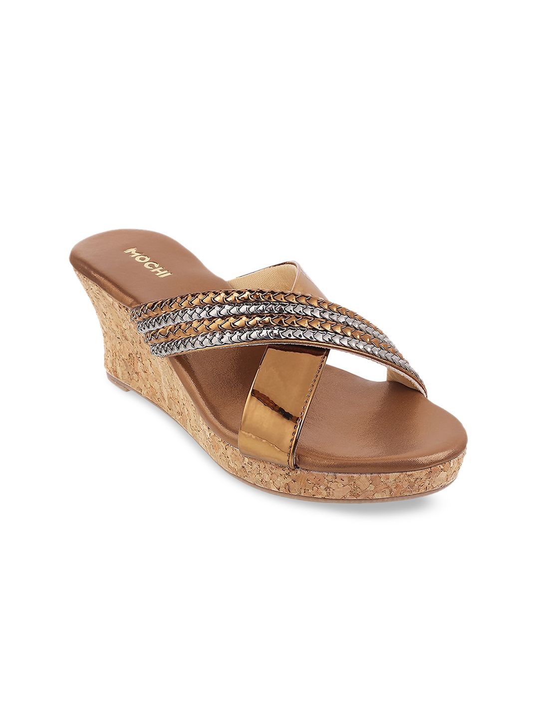 Mochi Gold-Toned Wedge Sandals