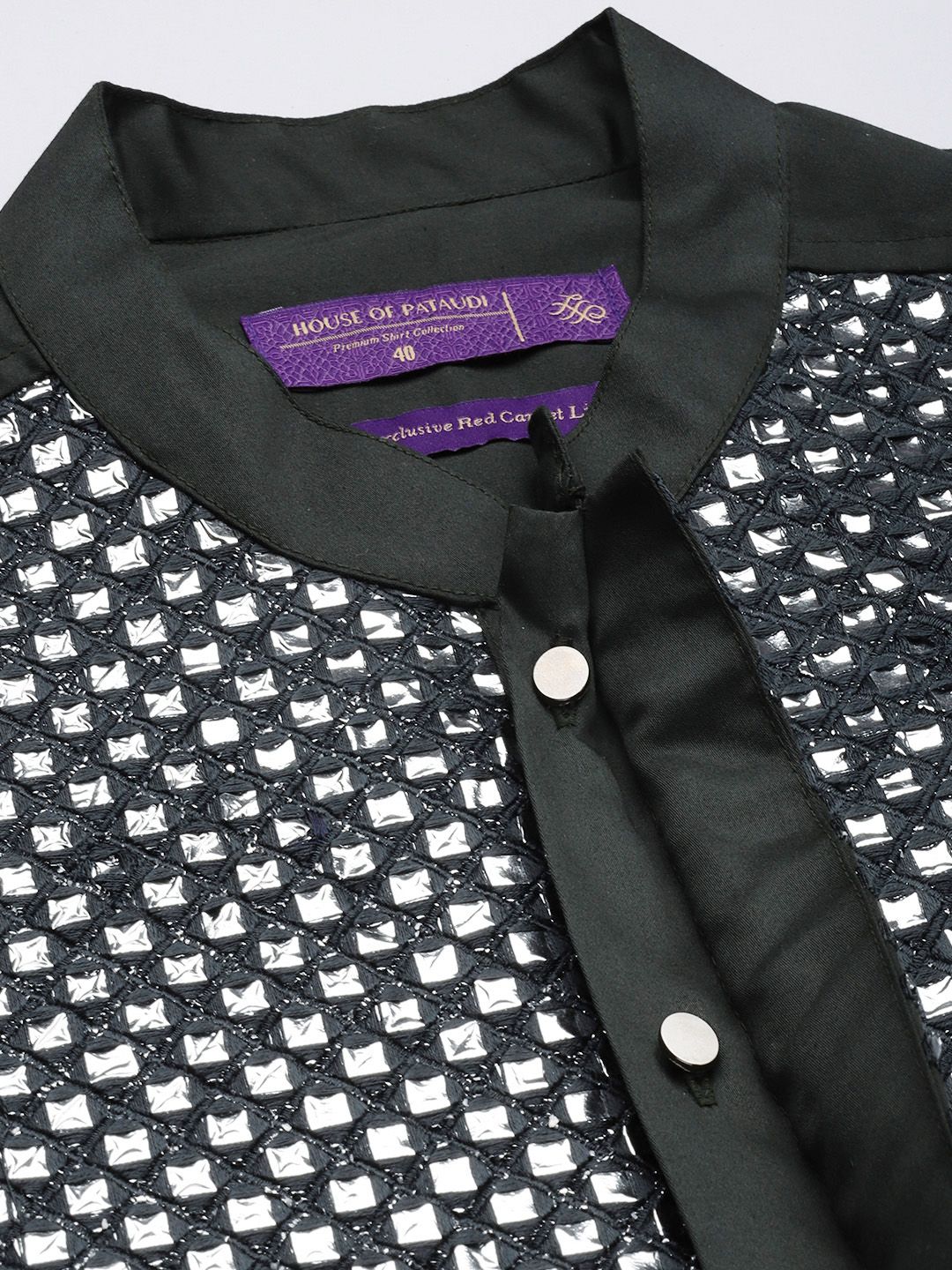 House of Pataudi Pure Cotton Embellished Party Shirt