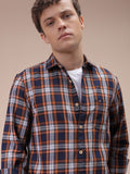 The Indian Garage Co Men Slim Fit Checked Spread Collar Casual Shirt