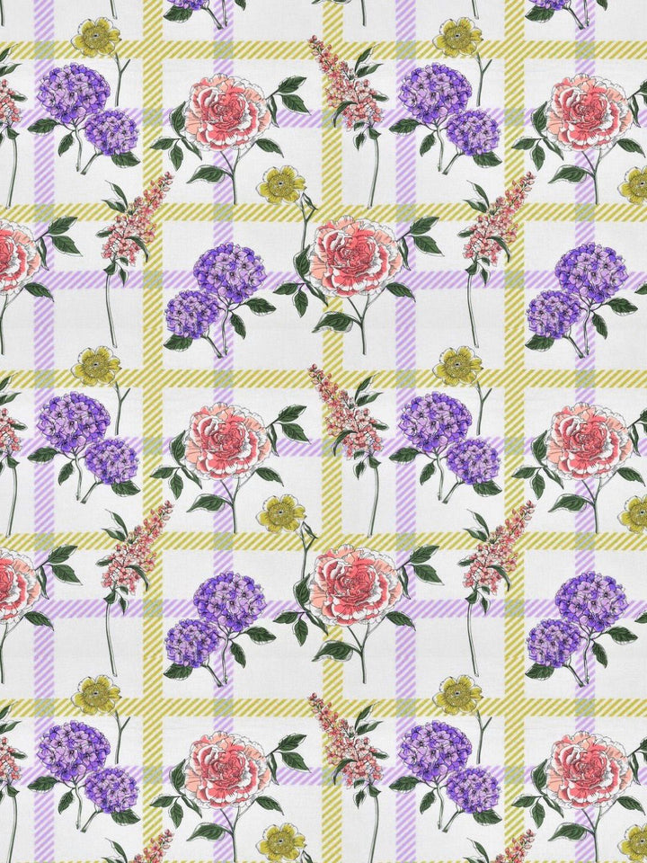 BOMBAY DYEING Florentine White Floral Pure Cotton 144TC Queen Bedsheet Set 2.28 m X 2.54 m