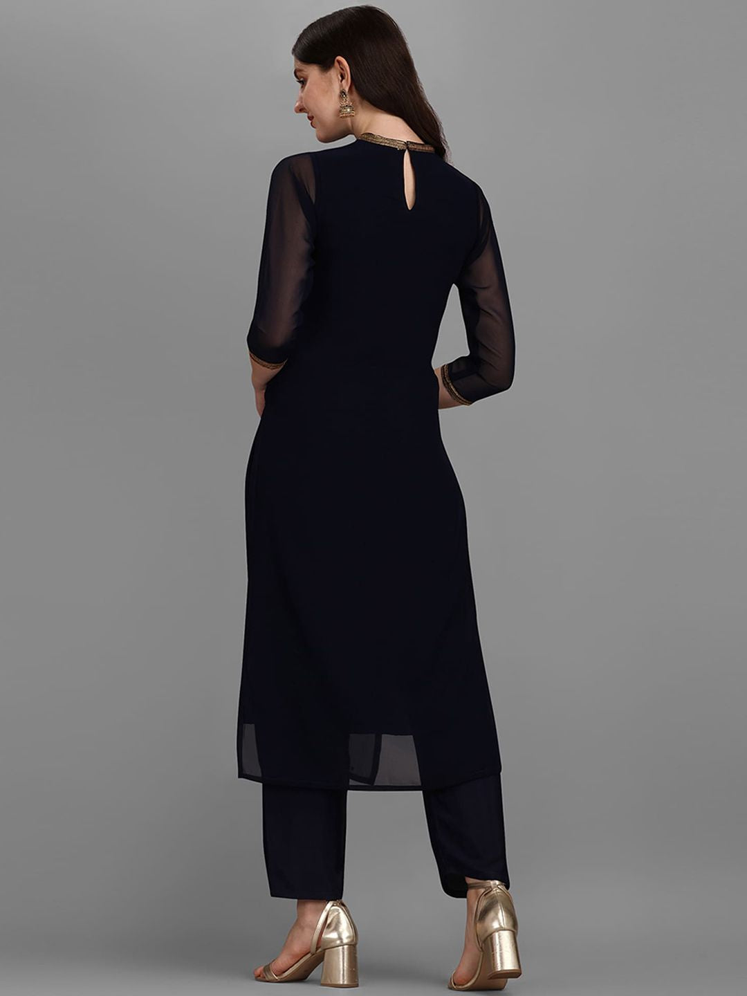 KALINI Sequin Embellished Straight Kurta with Trousers