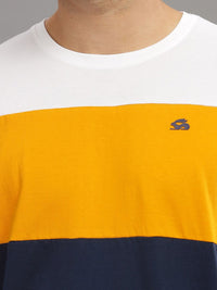 ADRO Colourblocked Regular Fit Cotton T-shirt