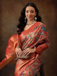 Silk Land Kanjeewaram Art Silk Zari Woven Digital Print saree