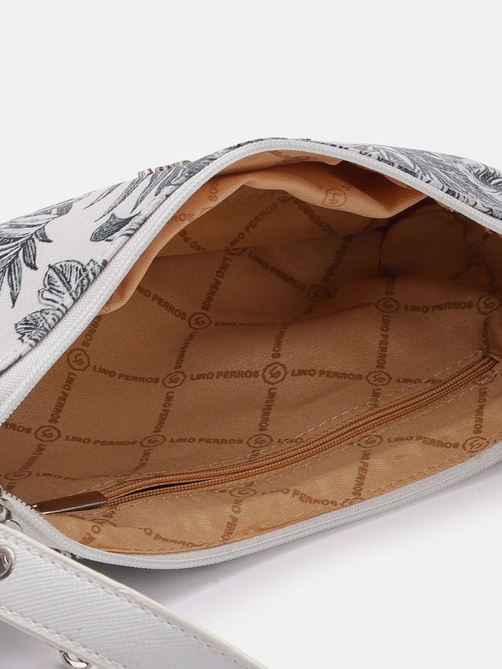 Lino Perros Floral Printed Structured Shoulder Bag With Chain Detail