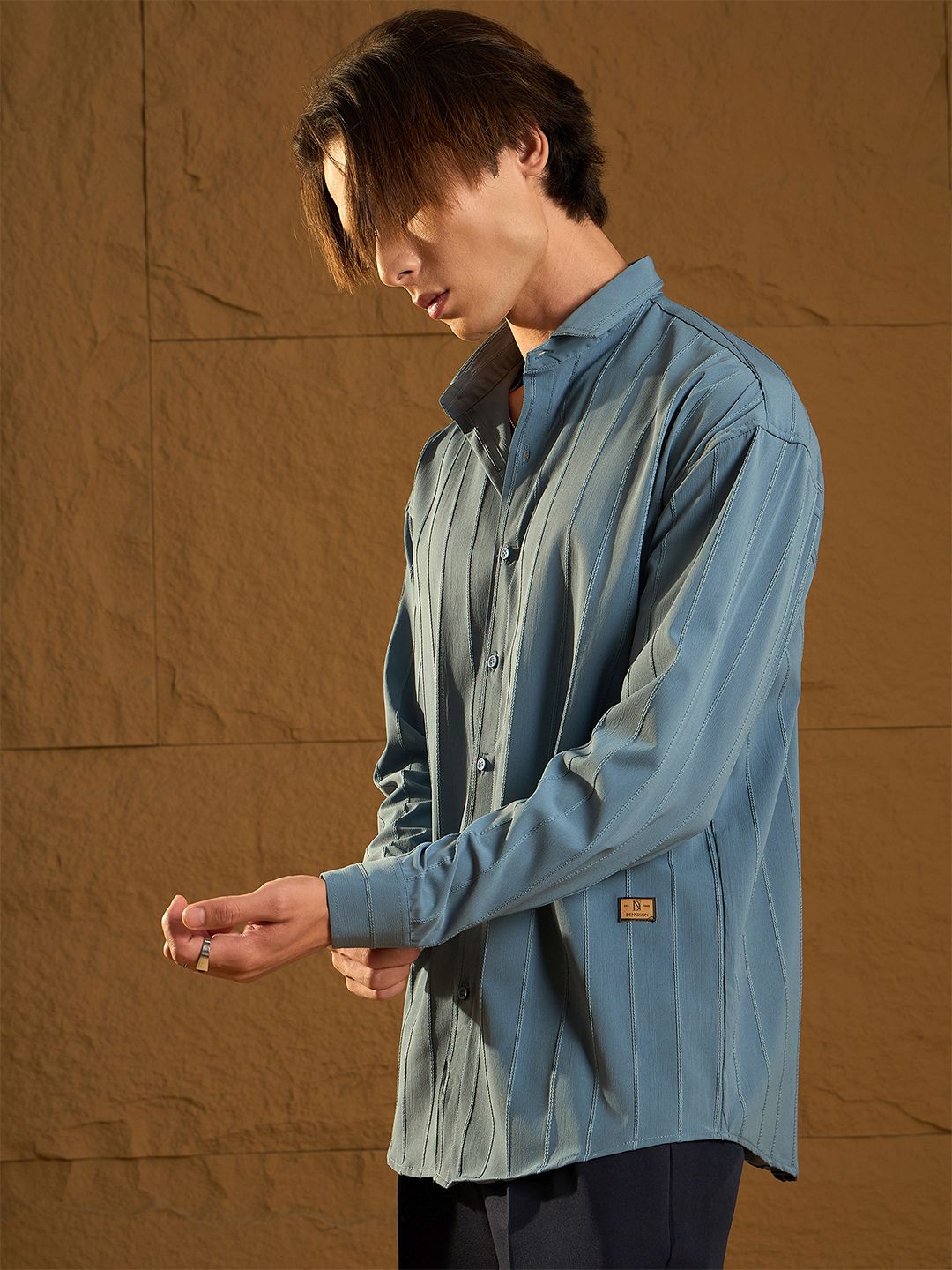 DENNISON Drop Shoulder Oversized Pintuck Shirt