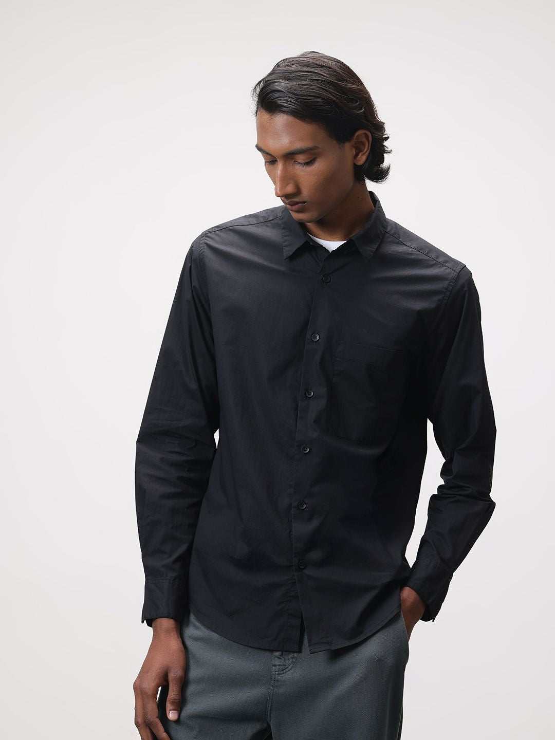 ether Pure Cotton Longline Casual Shirt