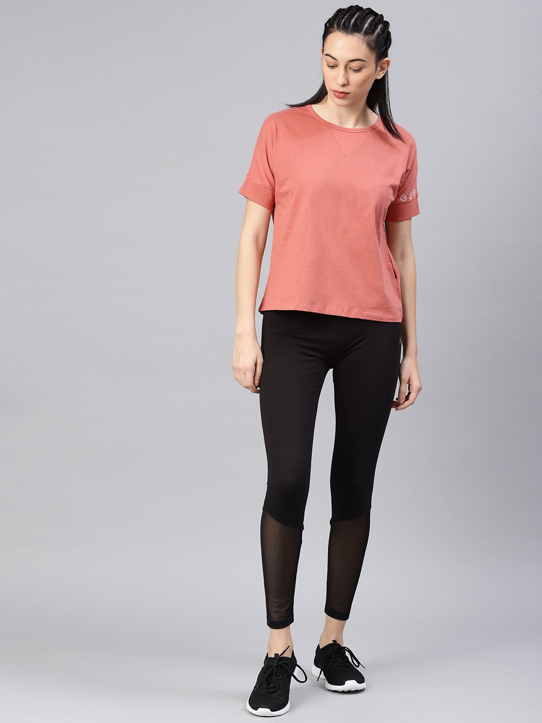 HRX by Hrithik Roshan Women Pink Solid Round Neck T-shirt