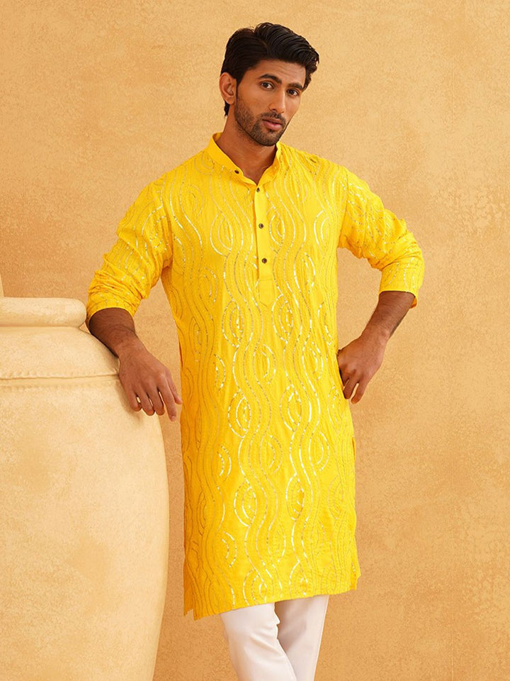 SOJANYA Embellished Mandarin Collar Pure Cotton Straight Kurta