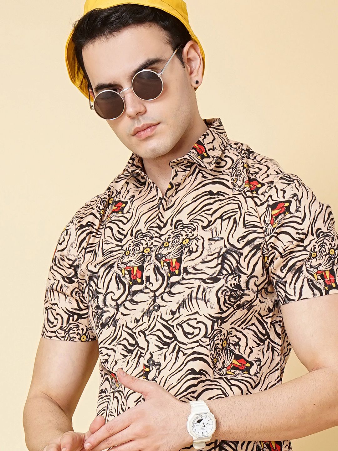 The Indian Garage Co Men Regular Fit Animal Print Resortwear Shirt
