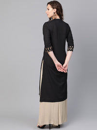SOJANYA Women Black Solid Straight Kurta