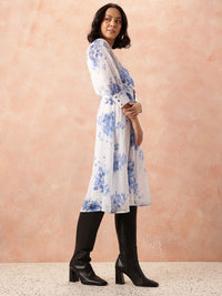 all about you Floral Print A-Line Midi Dress with Belt