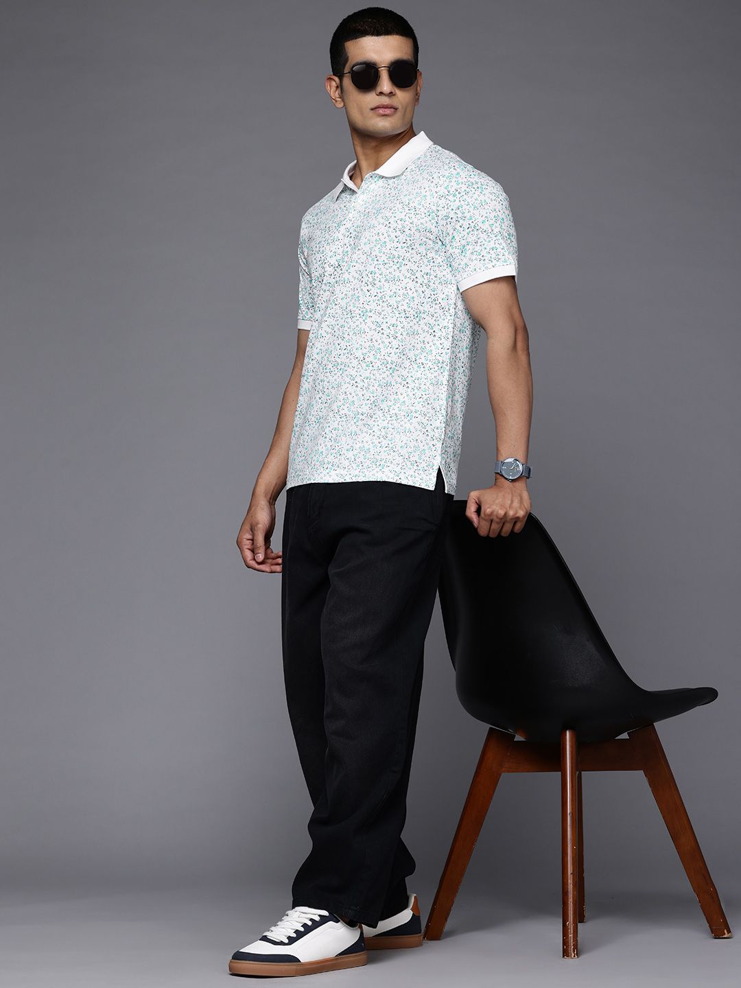 Raymond Printed Polo Collar Pure Cotton Slim Fit T-shirt