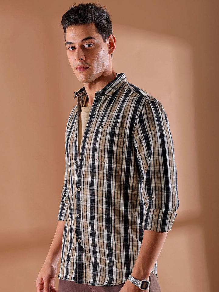The Indian Garage Co Men Slim Fit Tartan Checks Opaque Checked Casual Shirt