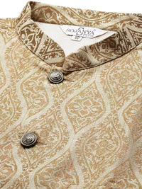SOJANYA PLUS Men Sea Green Embroidered Kurta with Churidar Comes with a Nehru Jacket