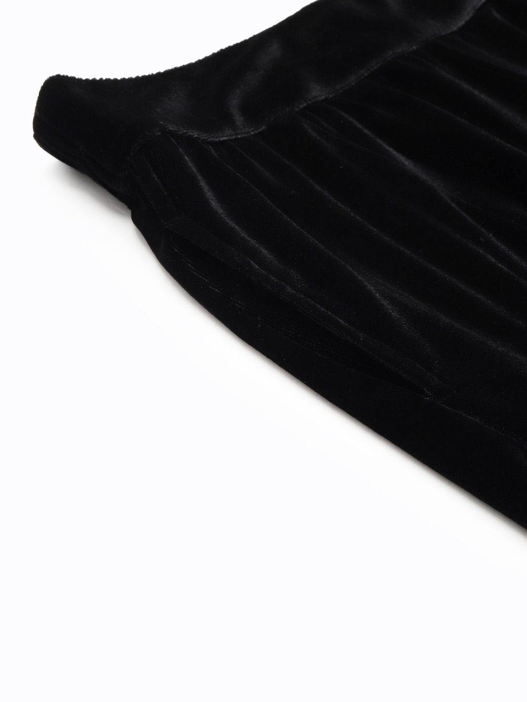 SASSAFRAS Women Black High-Rise Velvet Trousers