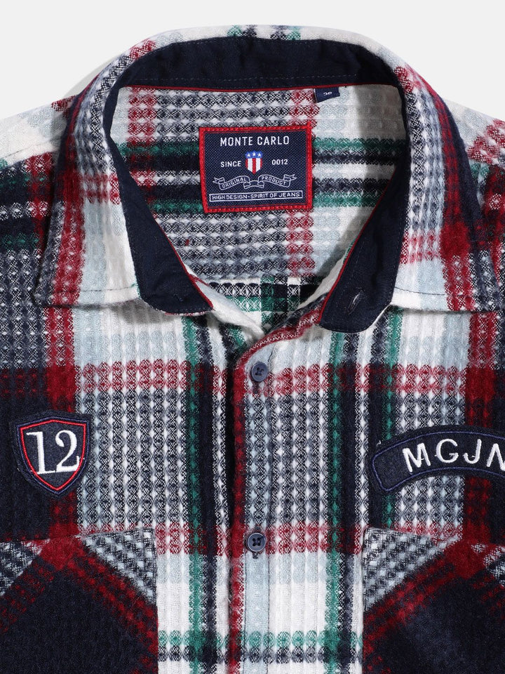 Monte Carlo Boys Acrylic Tartan Checked Textured Casual Shirt