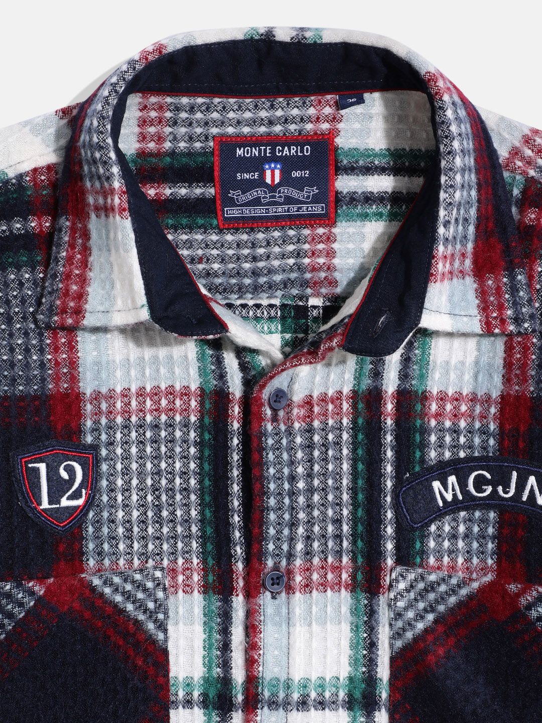 Monte Carlo Boys Acrylic Tartan Checked Textured Casual Shirt