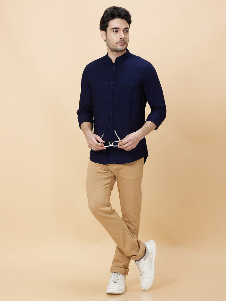 Being Human Slim Fit Mandarin Collar Long Sleeves Casual Shirt