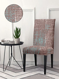 Cortina Brown 6-Pieces Abstract Printed Chair Covers