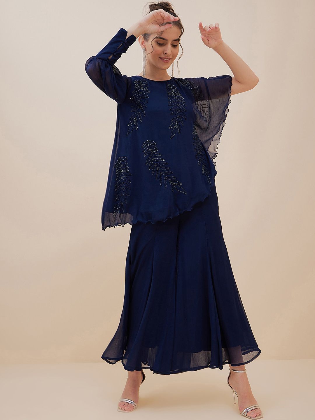 Antheaa Embellished Tunic With Palazzos