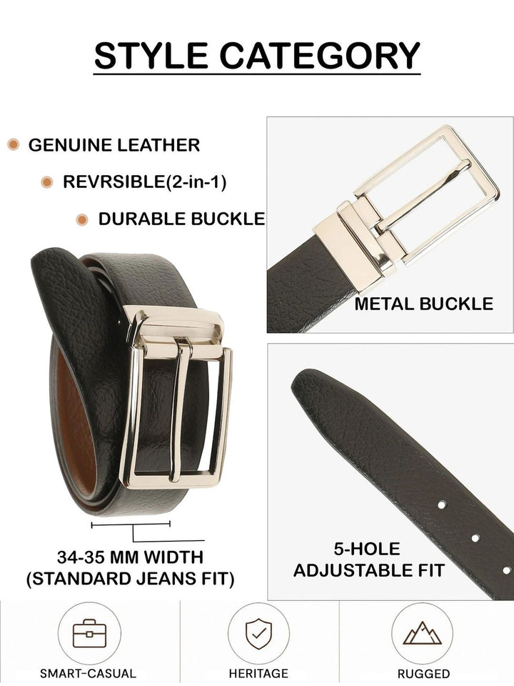 Teakwood Leathers Men Textured Leather Reversible Belt