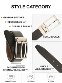Teakwood Leathers Men Textured Leather Reversible Belt