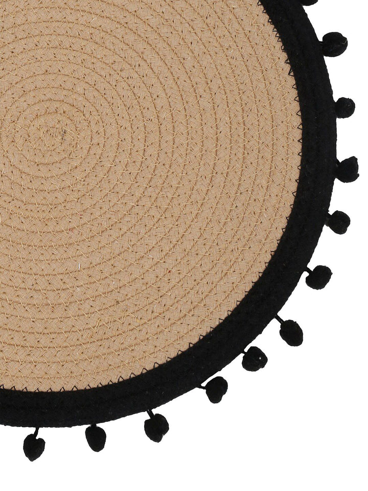 HOSTA HOMES Beige & Black Self Design Pure Cotton Table Placemats