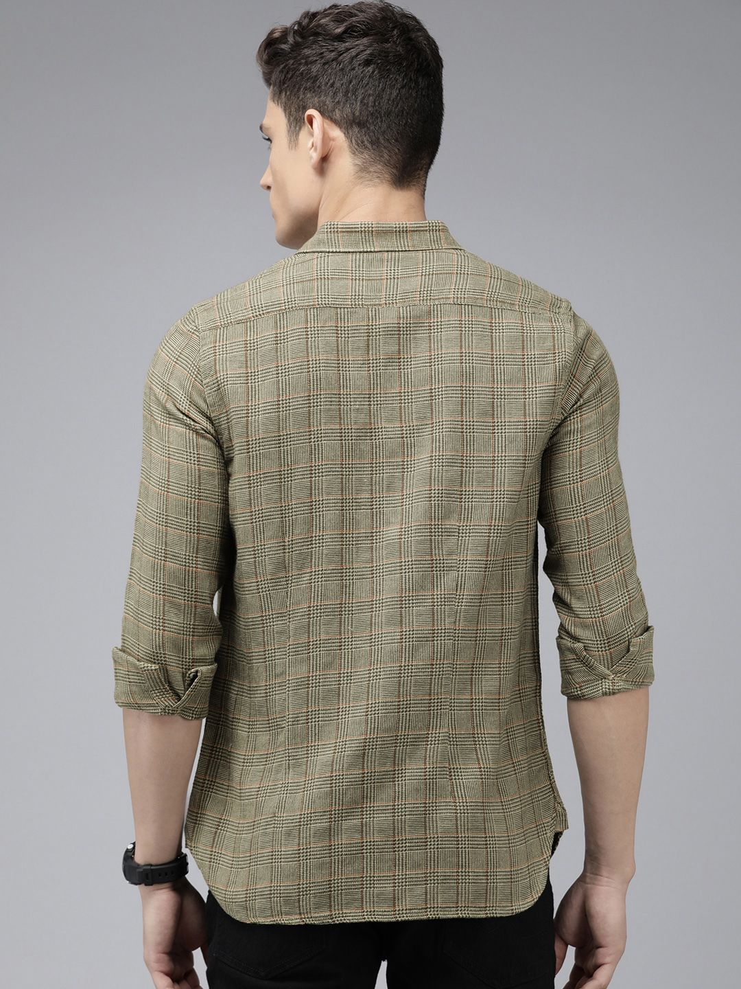 THE BEAR HOUSE Men Slim Fit Checked Pure Cotton Casual Shirt