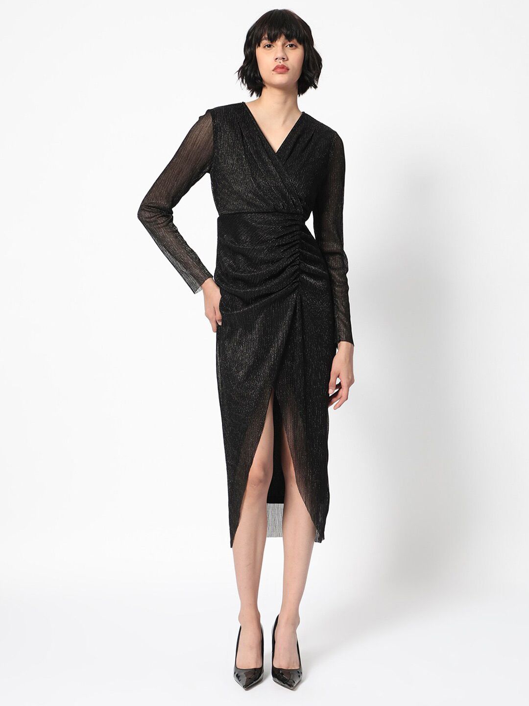 RAREISM Self Design Wrap Midi Dress