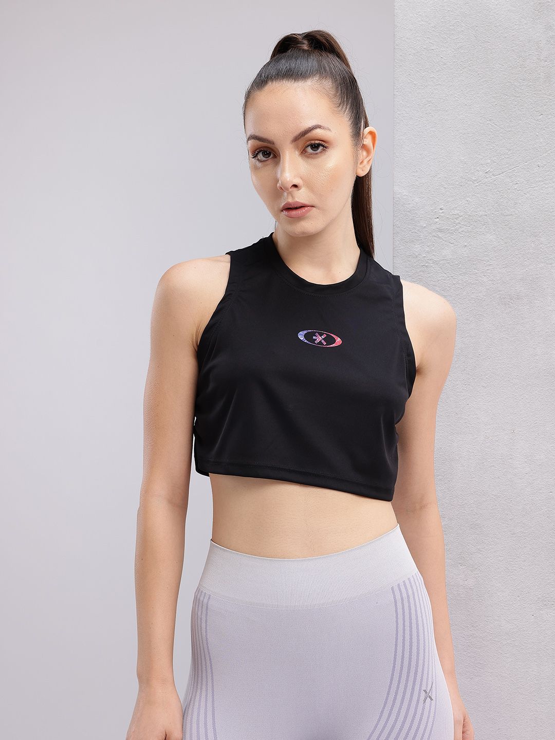 HRX by Hrithik Roshan Ruched Cropped Rapid-Dry Training T-shirt
