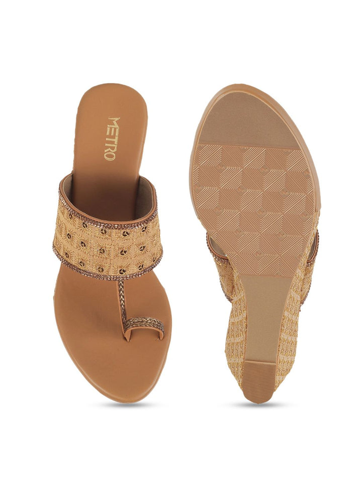 Metro Embellished One Toe Wedges