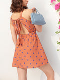 DressBerry Parisian Chic Polka Dots Tie-Up Back A-Line Mini Dress