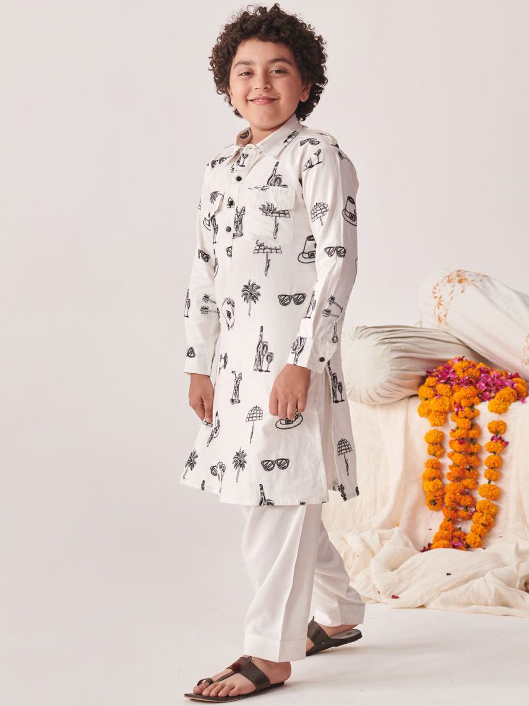 pspeaches Boys Ethnic Motifs Printed Regular Kurta with Pyjamas