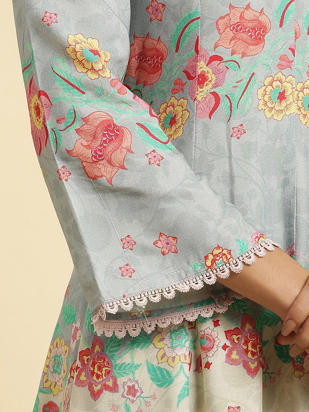 W Floral Printed Anarkali Kurta
