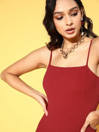 Berrylush Red Crepe Bodycon Mini Dress