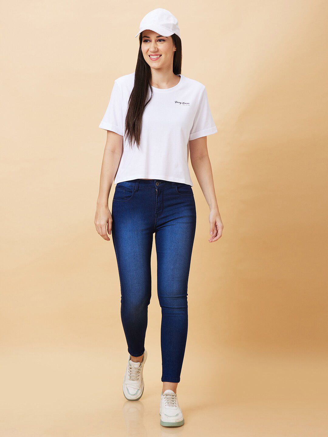 Being Human Round Neck Short Sleeves Crop Boxy T-shirt