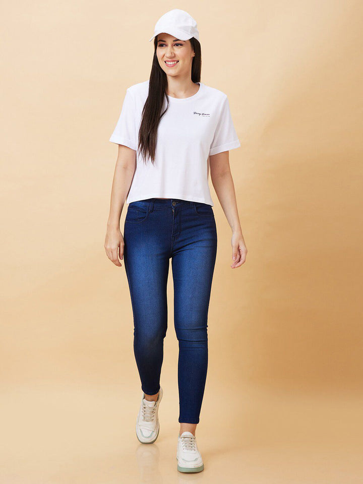 Being Human Round Neck Short Sleeves Crop Boxy T-shirt