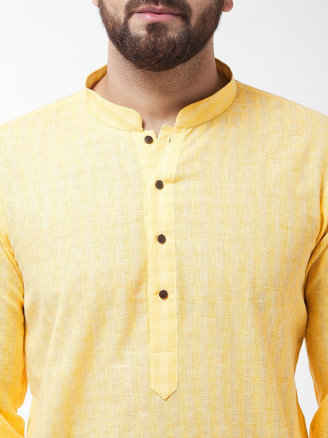 SOJANYA Men Yellow Thread Work Dobby Kurta