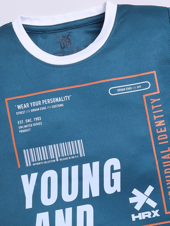 HRX by Hrithik Roshan Boys Typography Printed Rapid Dry T-shirt