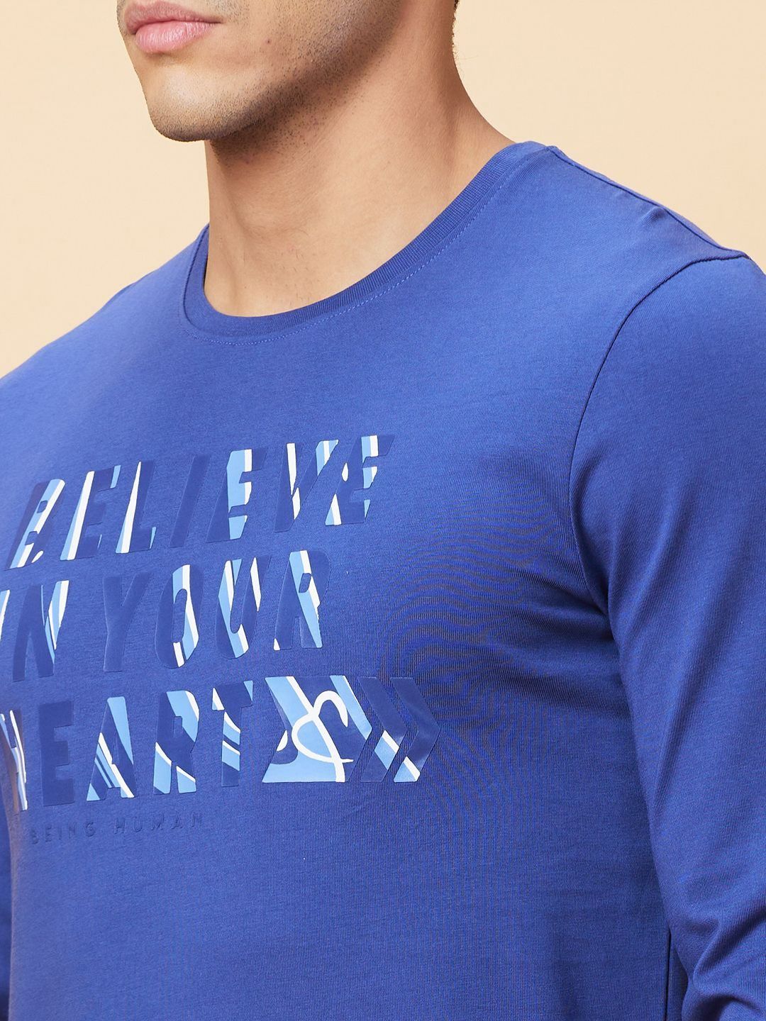 Being Human Men Typography Printed Applique T-shirt