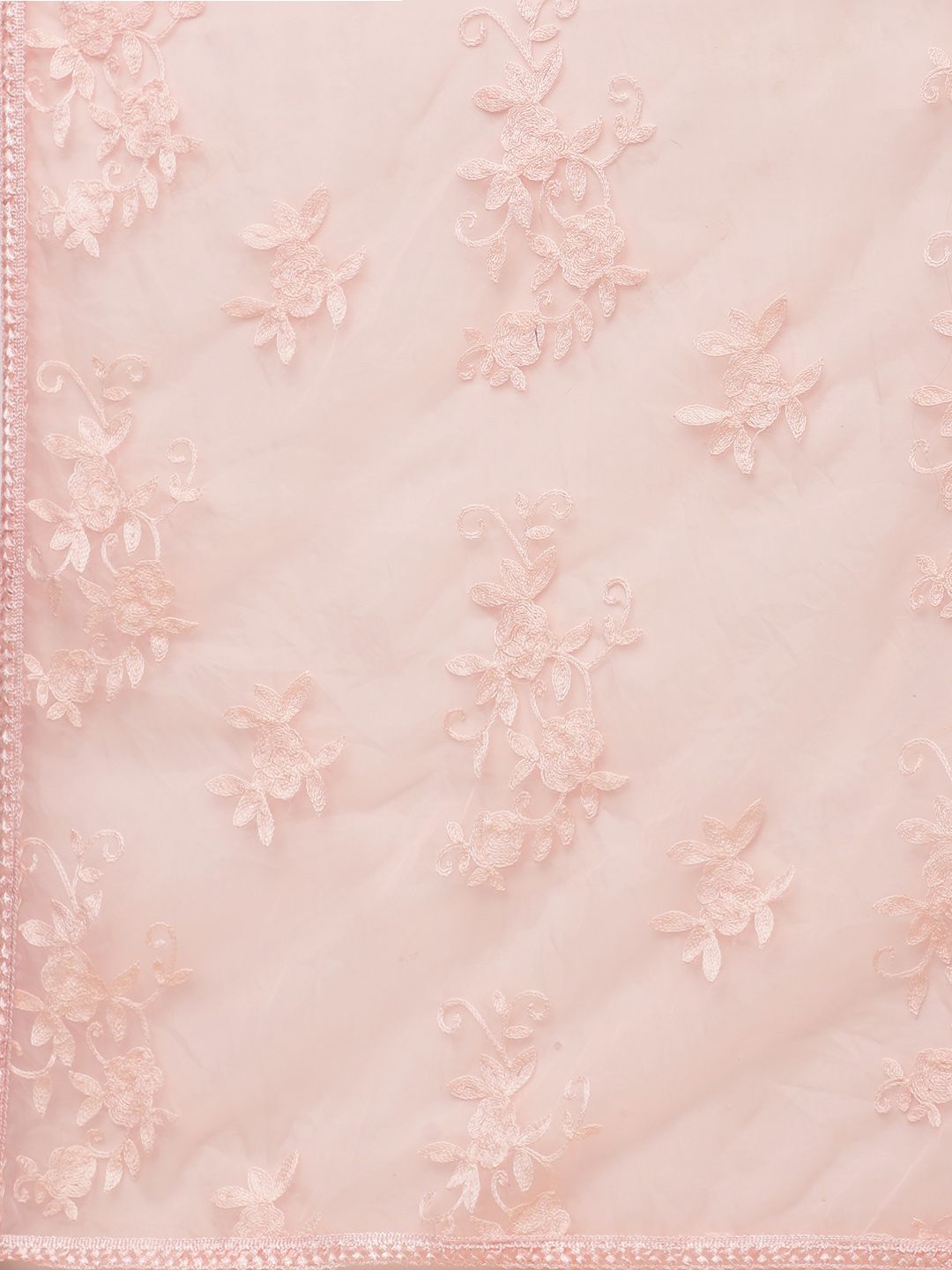 Saree mall Peach-Coloured Embroidered Detail Half & Half Saree