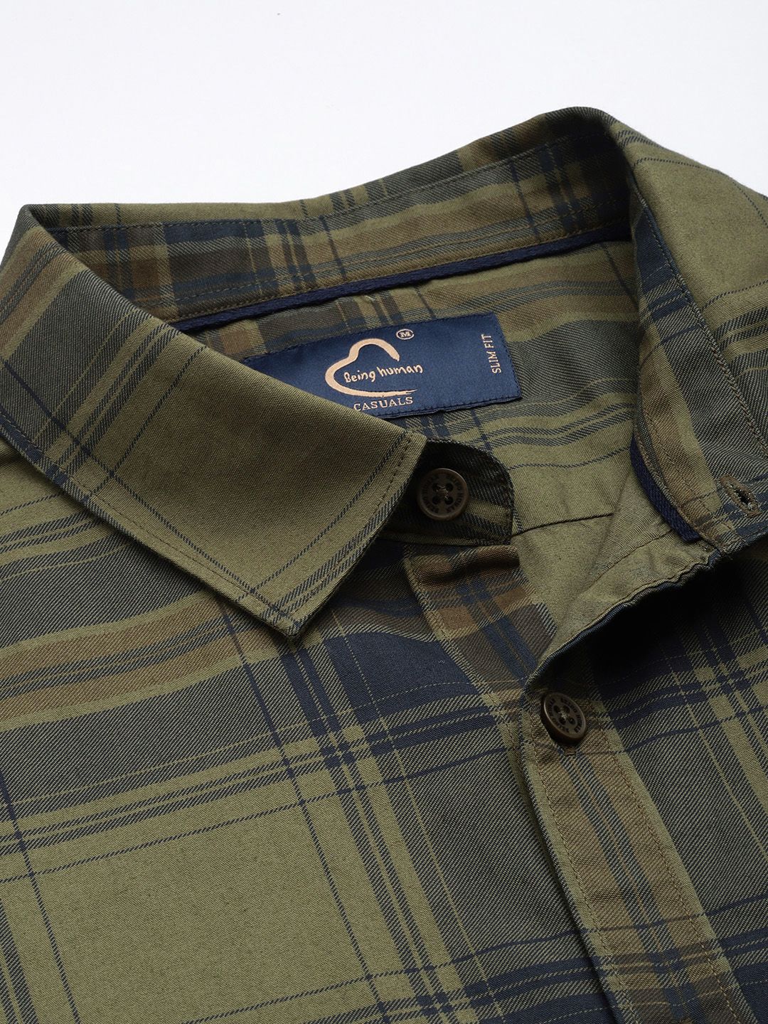 Being Human Slim Fit Checked Pure Cotton Casual Shirt