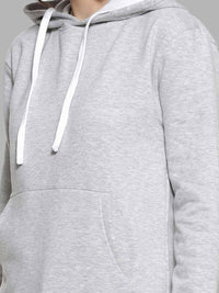 Campus Sutra Women Grey Hooded Sweatshirt