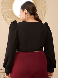 Berrylush Curve Sweetheart Neck Bishop Lengan Plus Tanaman Saiz Top