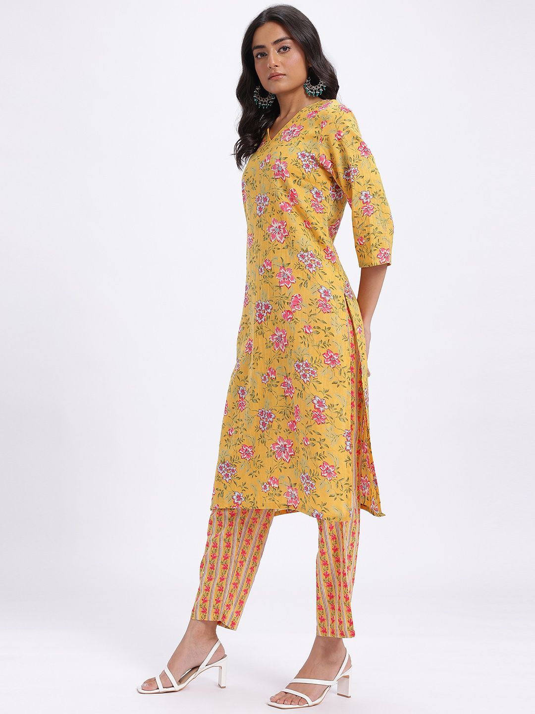 Anouk Women Indie Floral Pure Cotton Kurta with Trousers & Dupatta