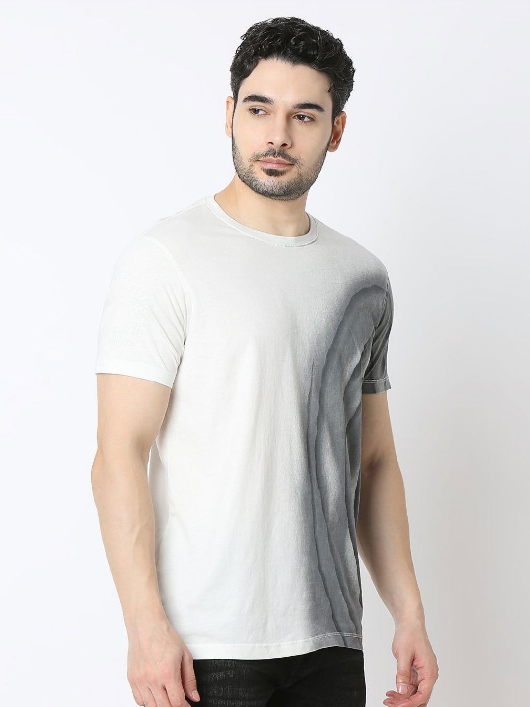 SPYKAR Men Abstract Printed Round Neck Cotton Slim Fit T-shirt