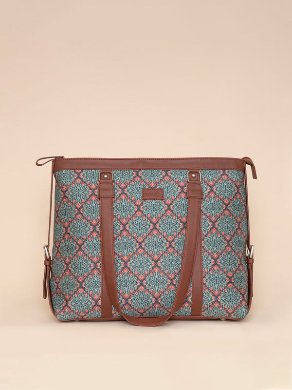 ZOUK Teal Ethnic Motifs Print Laptop Sling Bag