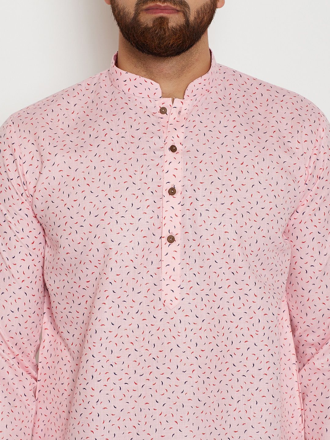 SOJANYA Men Pink Printed Straight Kurta